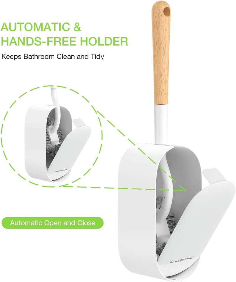 OSCIOSS Bamboo Toilet Brush Set, 2 Pack with Ergonomic Design, Compact Size, Durable Bristles, Wooden Holder for Bathroom Cleaning - Image 3